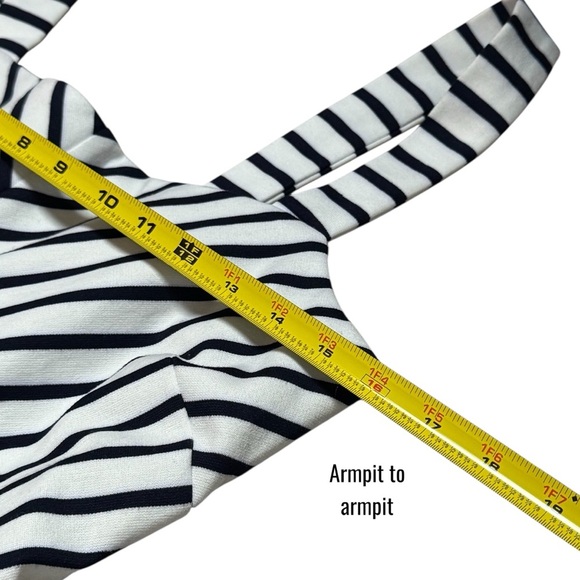 Draper James Navy Blue Chevron Stripe Midi Dress Coastal Yacht Club Adjustable M - Picture 10 of 12